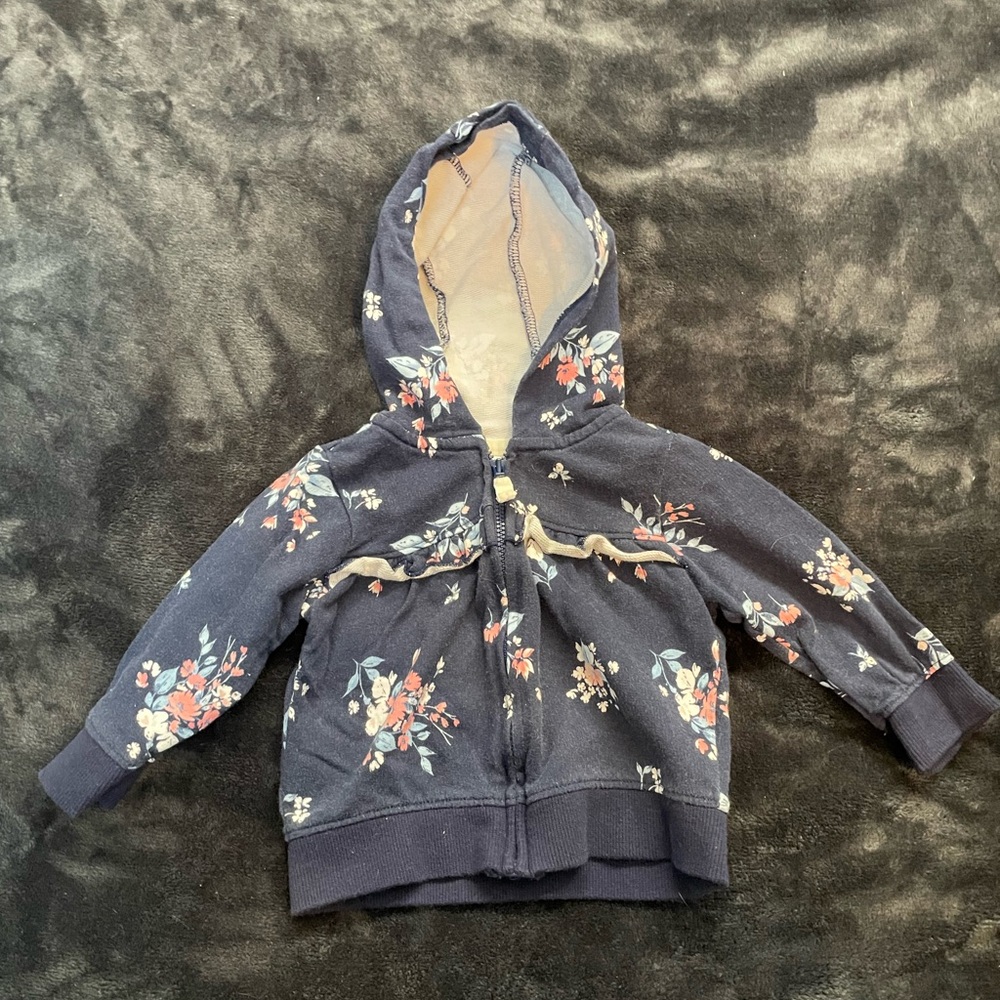 Carter’s Baby Girl Blue Hooded Sweatshirt (sz 6mo)-Gently Used